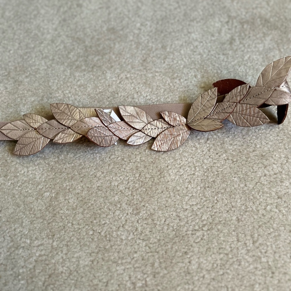 Anthropologie Metallic Leaf Belt - Rose Gold